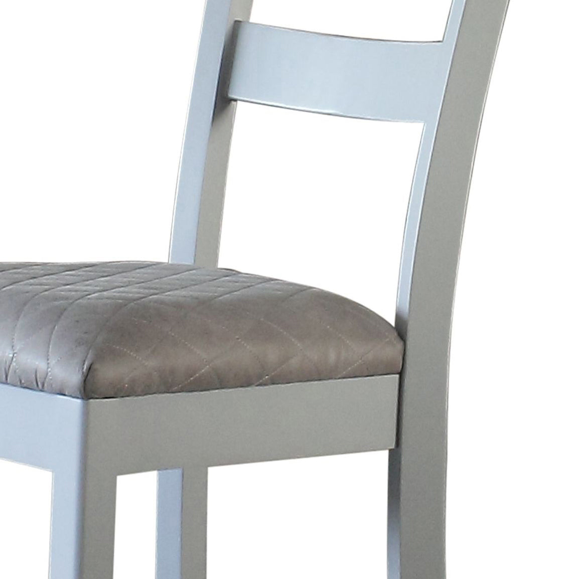 Two Tone Grey And Pearl Grey Ladder Back Side Chairs Set Of 2 Solid Grey Dining Room Foam Rectangular Glam Side Chair Rubberwood Ladder Back Set Of 2 Wood Fabric