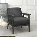 Dark Gray Fabric Upholstered Accent Chair 1Pc Solid Rubberwood Antique Gray Finish Living Room Furniture Dark Gray Primary Living Space Rubberwood Solid Wood