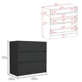 Austin Three Drawer Dresser, Pull Out Mechanism Black Black Bedroom Modern Particle Board Particle Board