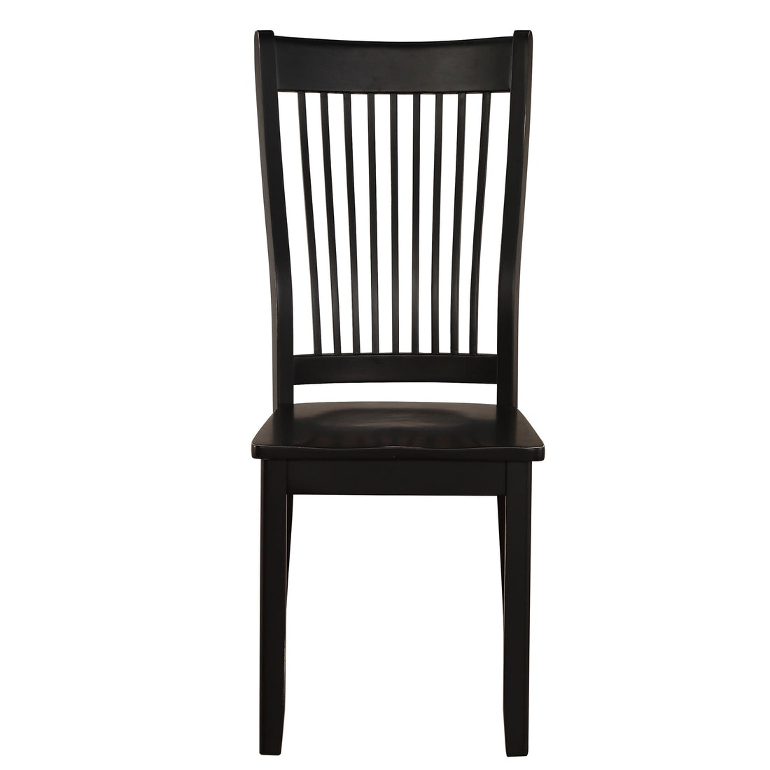 Black Side Chairs With Slatted Backrest Set Of 2