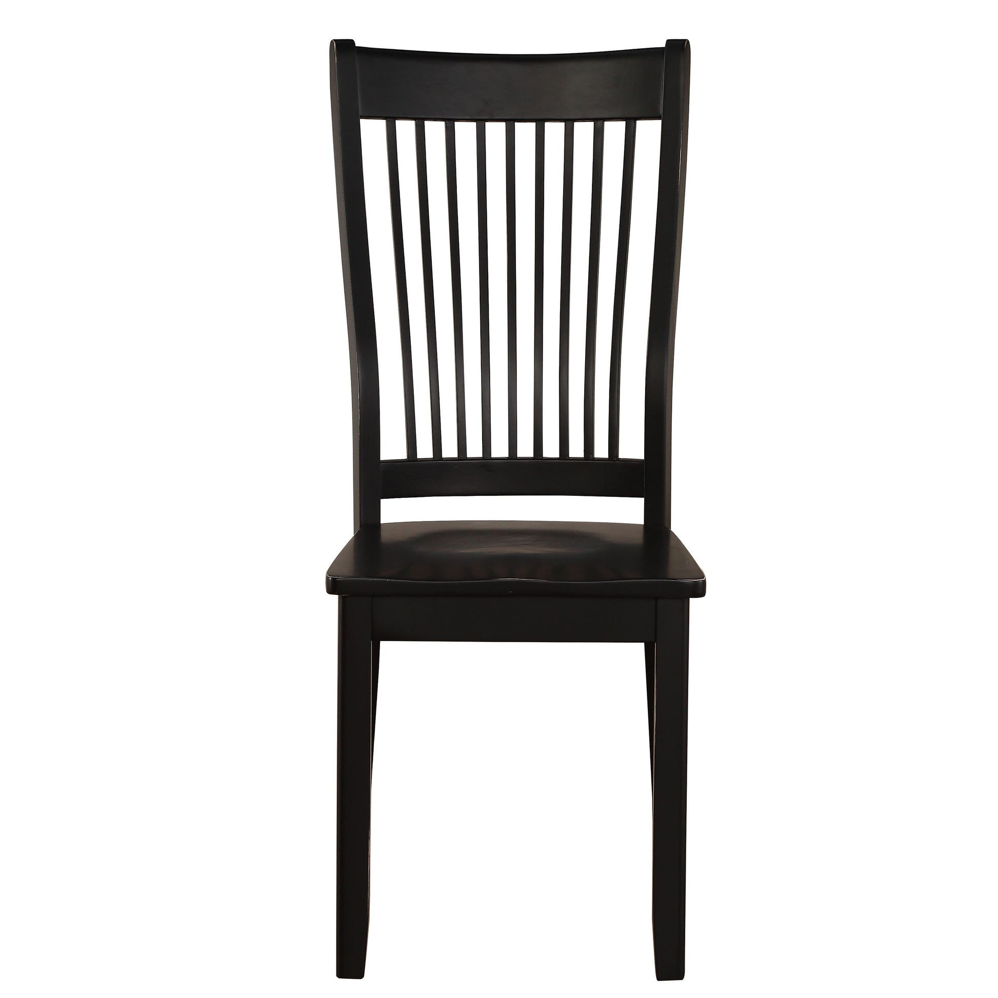 Black Side Chairs With Slatted Backrest Set Of 2 Solid Black Dining Room Foam Rectangular Farmhouse Side Chair Rubberwood Slat Back Set Of 2 Wood