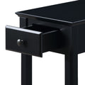 Black Accent Table With Bottom Shelf Black Primary Living Space Drawers Rectangular Wood