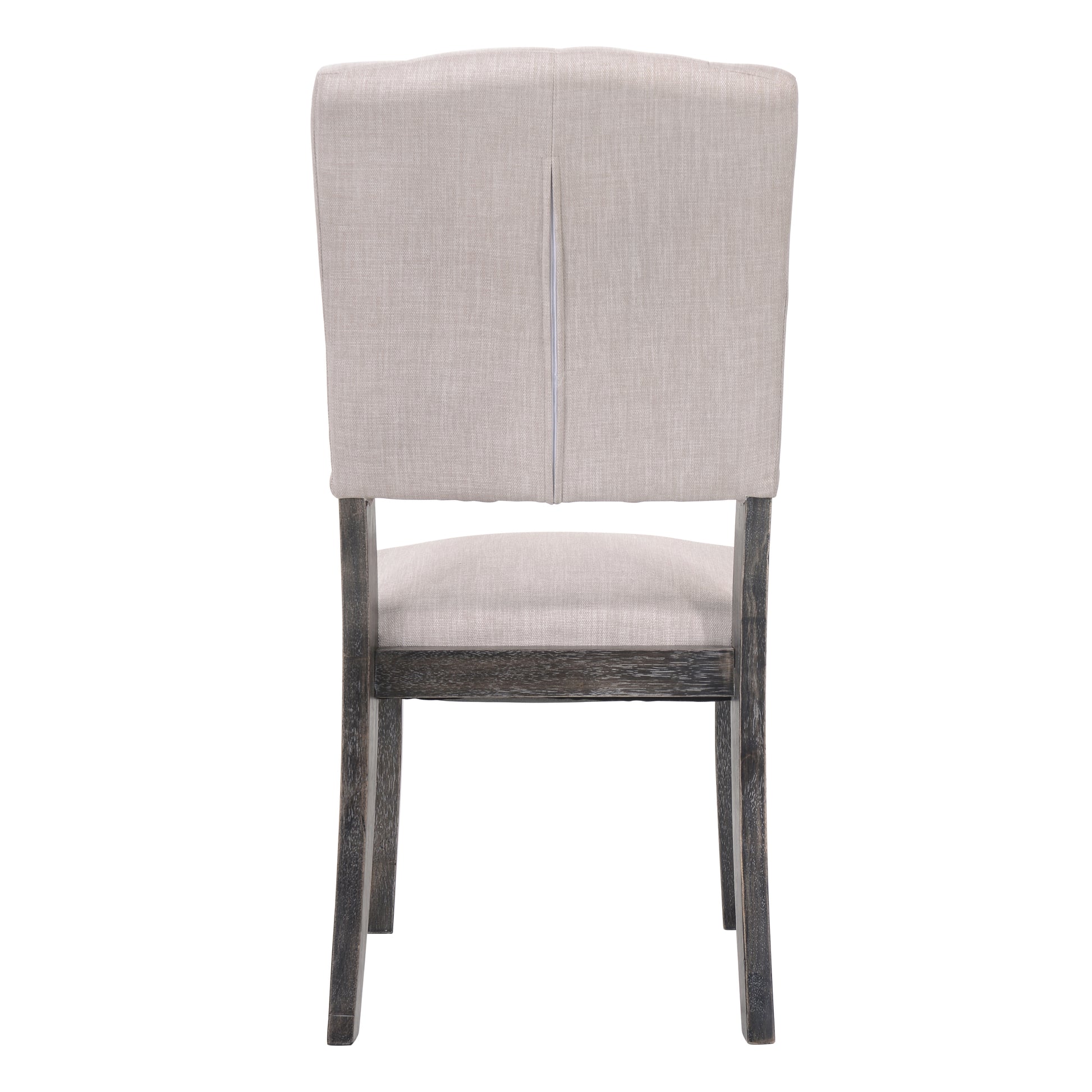 Beige And Weathered Grey Oak Tufted Back Side Chairs Set Of 2 Solid Beige Grey Dining Room Foam Rectangular Transitional Side Chair Rubberwood Tufted Back Set Of 2 Linen