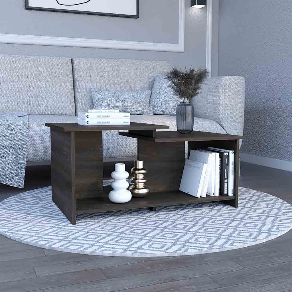 Wema 3 Coffee Table, Lower Open Shelf Espresso Brown Primary Living Space Modern Freestanding Rectangular Coffee & End Tables Rectangular Particle Board Particle Board