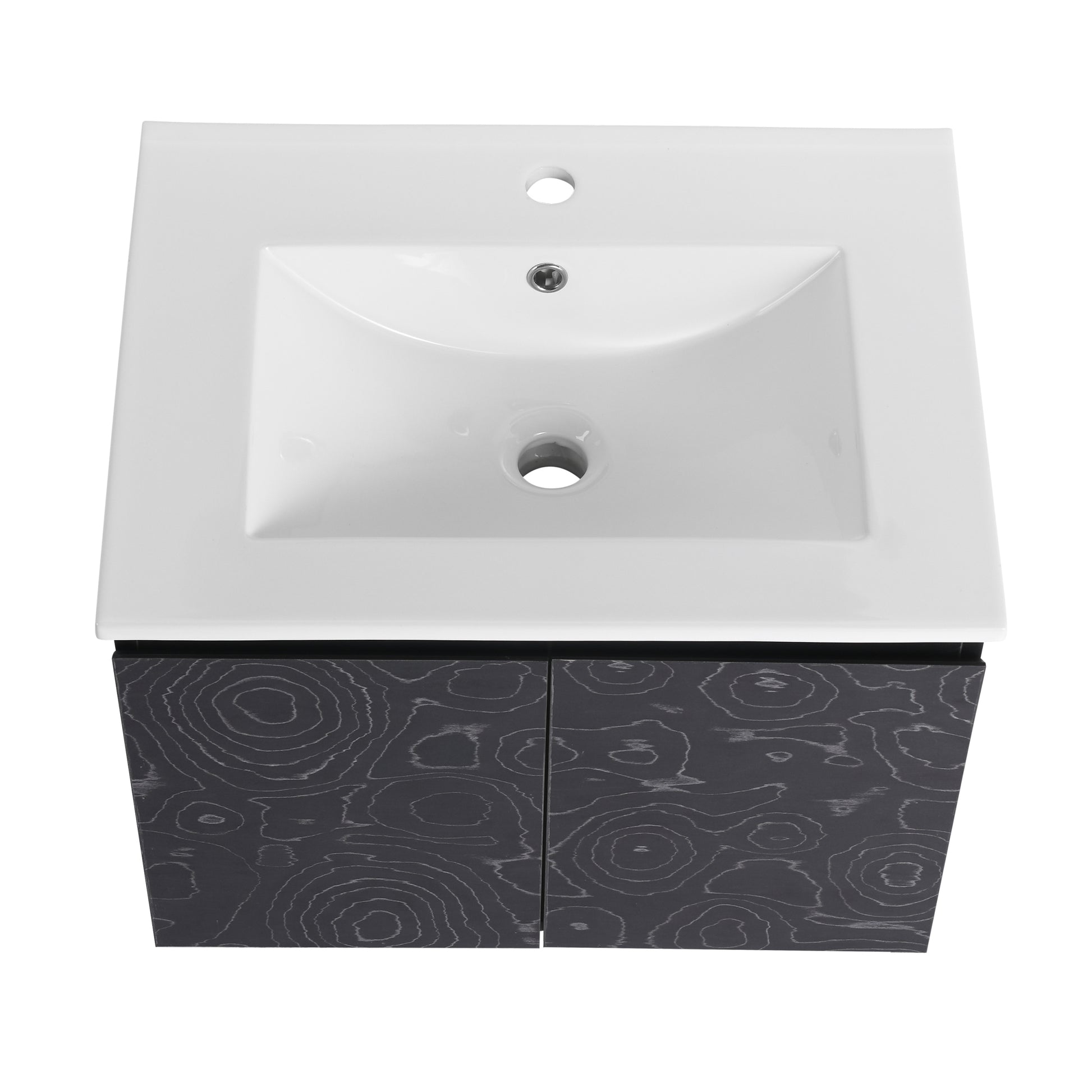 24'' Floating Wall Mounted Bathroom Vanity With Ceramics Sink & Soft Close Cabinet Door, Kd Package Black 2 Soft Close Doors Bathroom Wall Mounted Modern Plywood