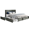 Same As B083115499 Anna Queen Size Gray Linen Upholstered Wingback Platform Bed With Patented 4 Drawers Storage, Modern Design Headboard With Tight Channel, Wooden Slat Mattress Support Box Spring Not Required Queen Gray Metal Bedroom
