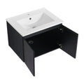 24'' Floating Wall Mounted Bathroom Vanity With Ceramics Sink & Soft Close Cabinet Door, Kd Package Black 2 Soft Close Doors Bathroom Wall Mounted Modern Plywood