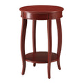 Red Round Side Table With Bottom Shelf Red Primary Living Space Contemporary Shelves Round Wood