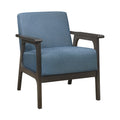 Blue Fabric Upholstered Accent Chair 1Pc Solid Rubberwood Antique Gray Finish Living Room Furniture Blue Primary Living Space Rubberwood Solid Wood