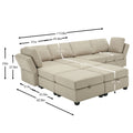 Modular Convertible U Shaped Sectional Sofa Couch With Storage Ottoman Corner Couch For Living Room, Adjustable Arms And Backs Beige Beige Polyester 4 Seat