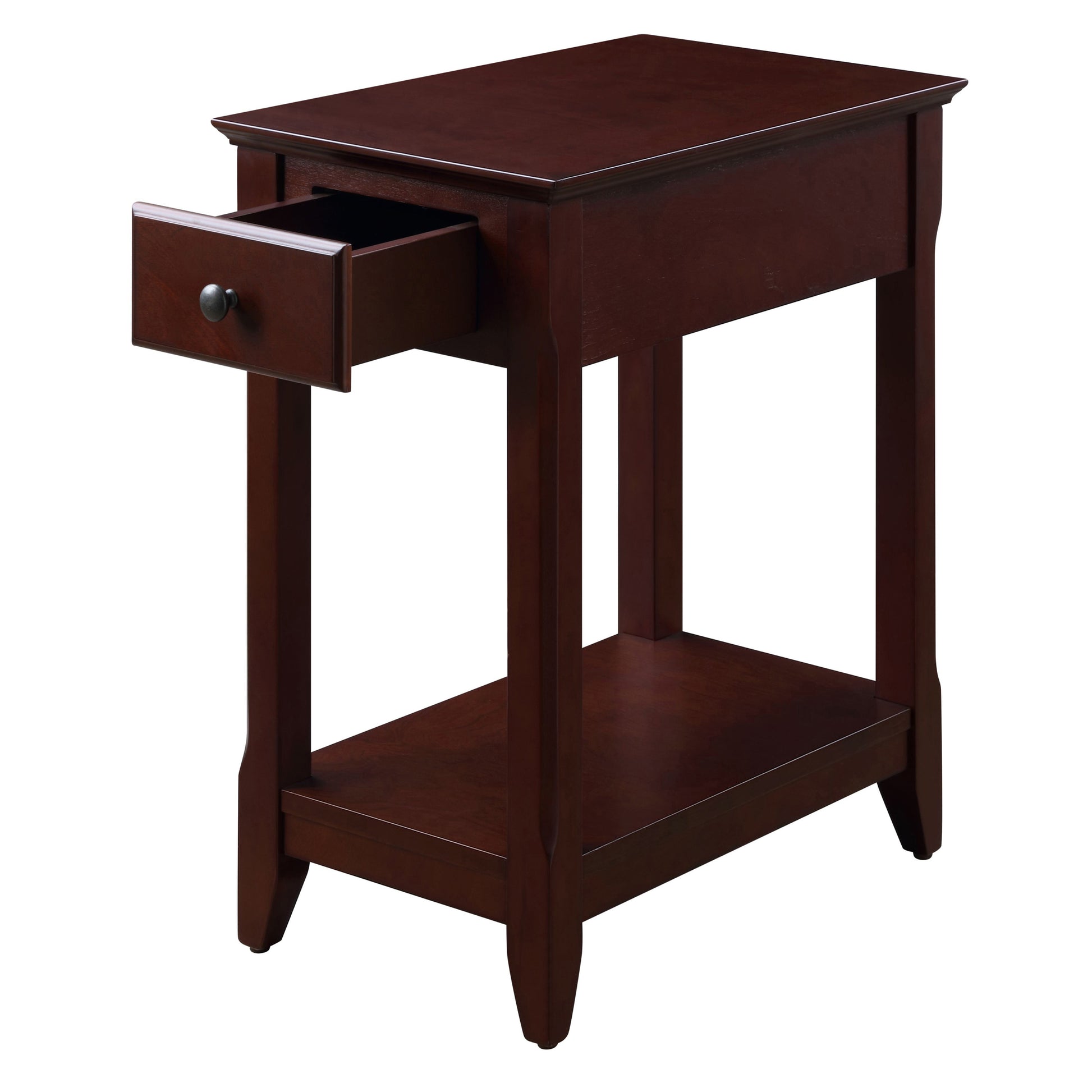 Espresso Accent Table With Bottom Shelf -