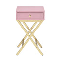 Pink And Gold 1 Drawer Rectangular Accent Table Pink Primary Living Space Modern Drawers Rectangular Wood Metal