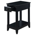Black Accent Table With Bottom Shelf Black Primary Living Space Drawers Rectangular Wood