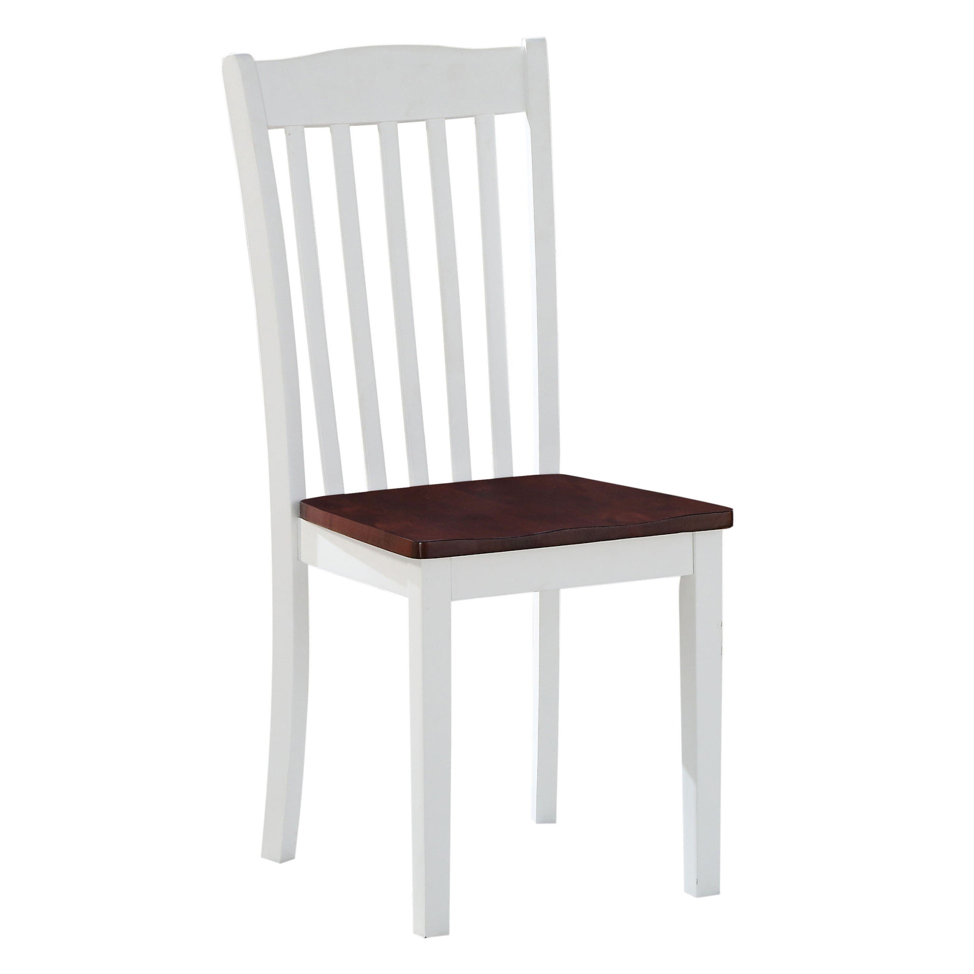 White And Walnut Slat Back Side Chairs Set Of 2 Solid Brown White Dining Room Foam Rectangular Traditional Side Chair Rubberwood Slat Back Set Of 2 Wood