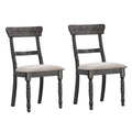 Light Brown And Weathered Grey Side Chairs Set Of 2 Solid Grey Brown Dining Room Foam Rectangular Traditional Side Chair Rubberwood Ladder Back Set Of 2 Wood