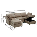 Reversible Sectional Sofa Modern Modular Sectional Couch With Chaise U Shaped Corner Sectional 5 Seater Modular Sofa With Storage Seats, Adjustable Arms And Backs Brown Brown Polyester 3 Seat