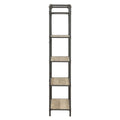 Antique Oak And Sandy Grey 5 Tier Bookcase 5 Natural Grey Open Back Oak Wood Metal