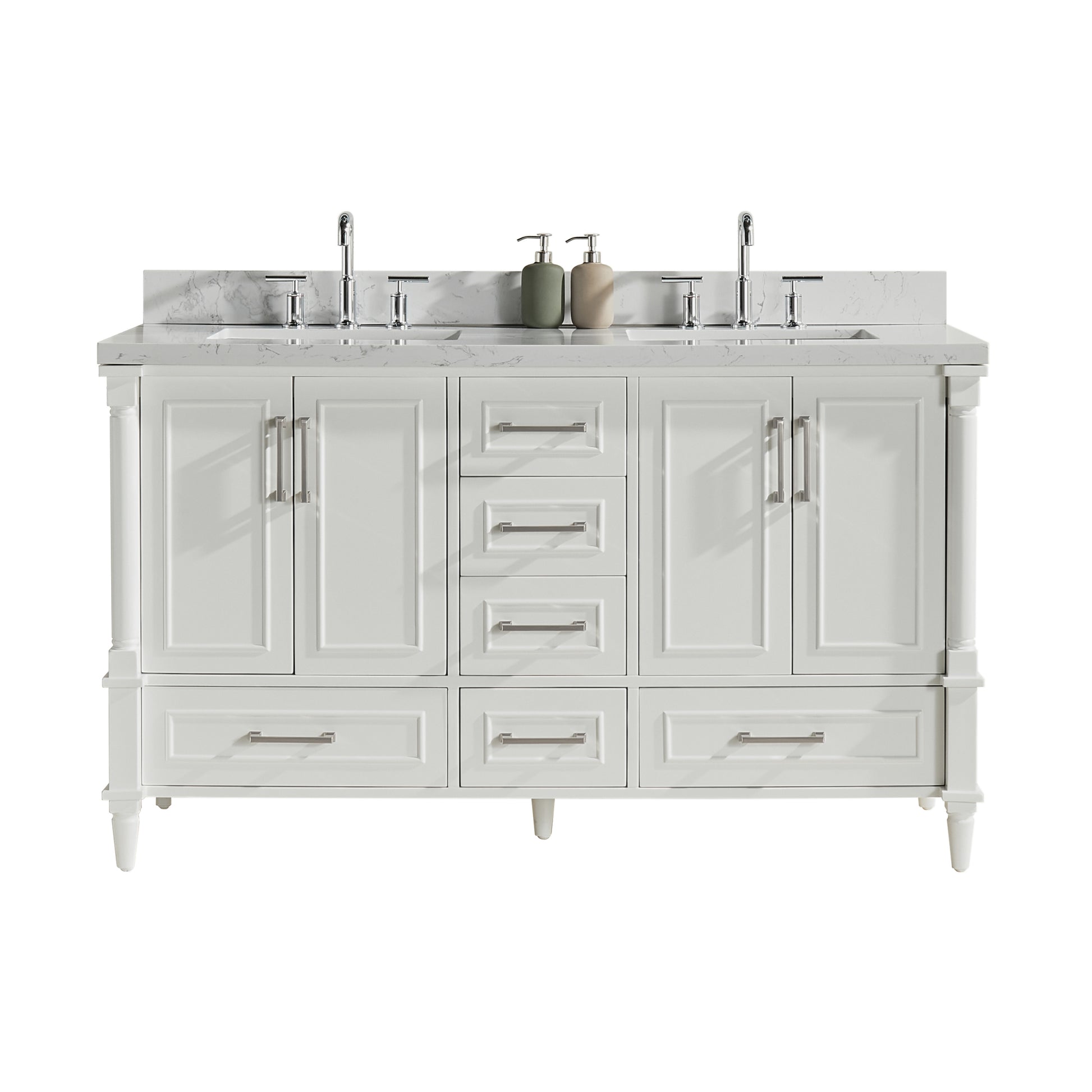 60'' Freestanding Double Bathroom Vanity With - 4