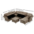 Modular Sectional Sofa With Storage Seat Oversized U Shaped Couch With Reversible Chaise Sofa Set With Ottoman,Ultimate Comfort 6 8 Seater Couches With Adjustable Arms And Backs For Living Room Brown Brown Polyester 6 Seat