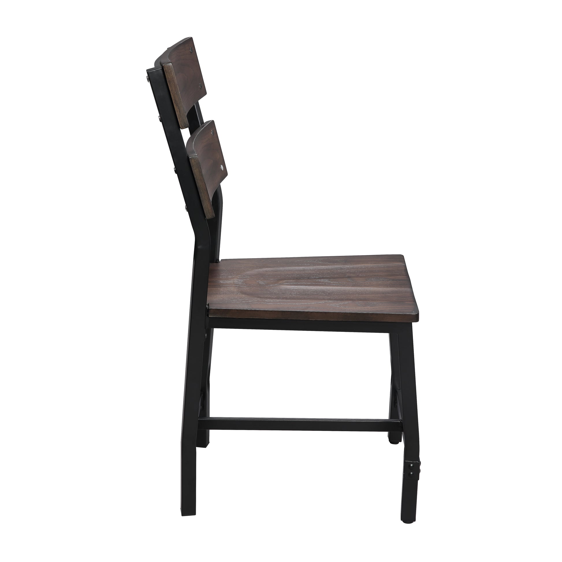 Oak And Black Ladder Back Side Chairs Set Of 2 Solid Black Brown Dining Room Foam Rectangular Industrial Side Chair Solid Back Set Of 2 Wood