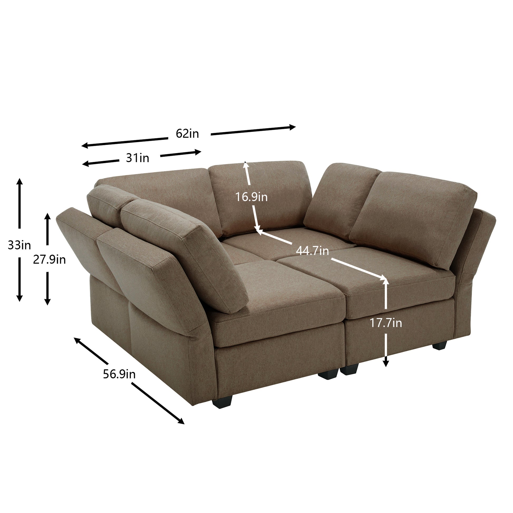 4 Seat Sofa Bed Upholstered Sofa Sleeper, Space Saving Sof Bed2 Seat Sofa With Storage Space Under Seatsall Arms And Backs Adjustabled For Ultimate Comfort Seating Brown Brown Polyester 4 Seat