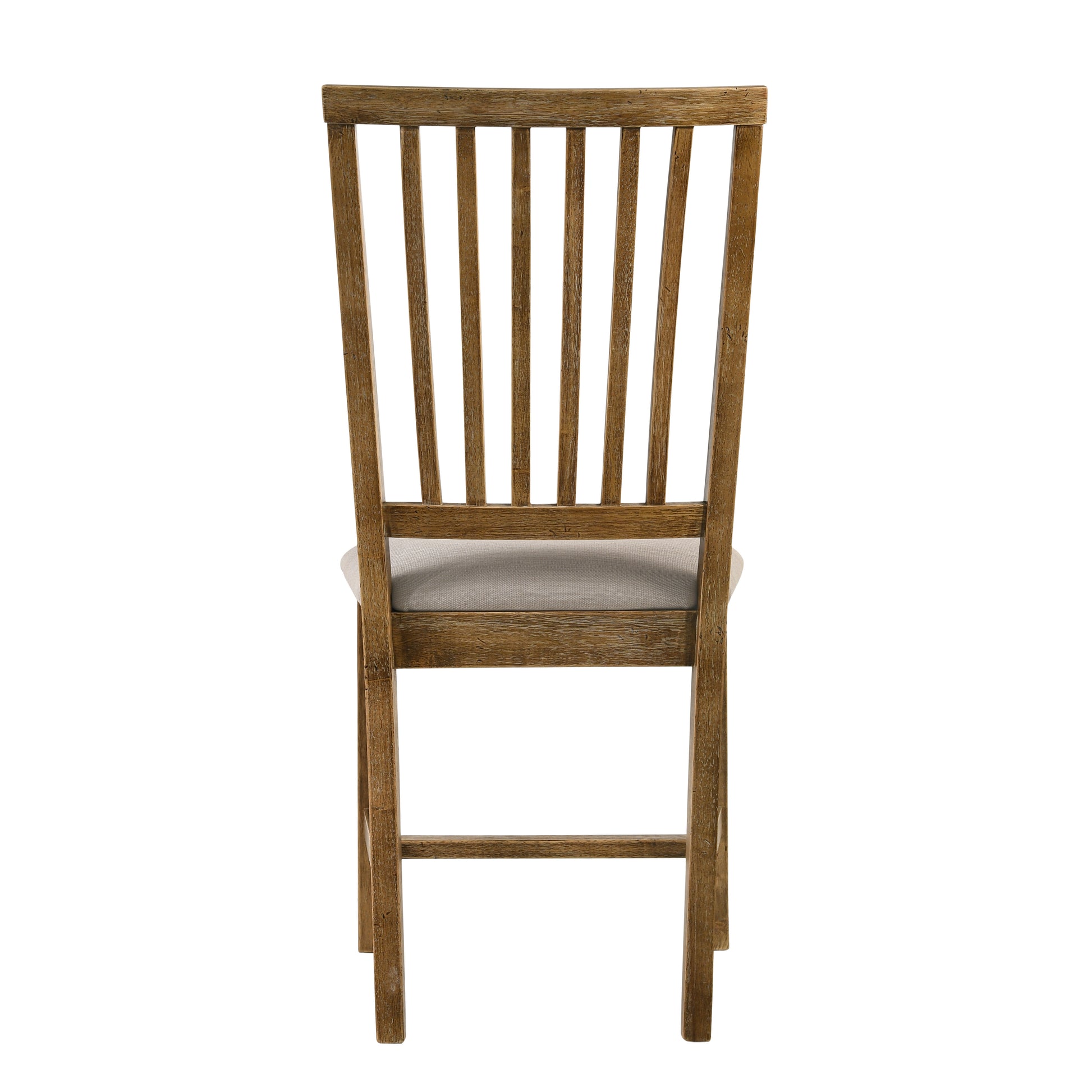 Tan And Weathered Oak Slat Back Side Chairs Set Of 2 Solid Tan Brown Dining Room Foam Rectangular Transitional Side Chair Rubberwood Slat Back Set Of 2 Wood