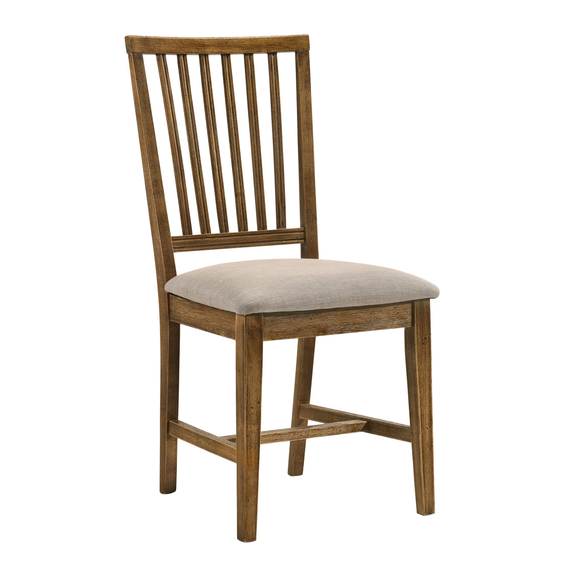 Tan And Weathered Oak Slat Back Side Chairs Set Of 2 Solid Tan Brown Dining Room Foam Rectangular Transitional Side Chair Rubberwood Slat Back Set Of 2 Wood