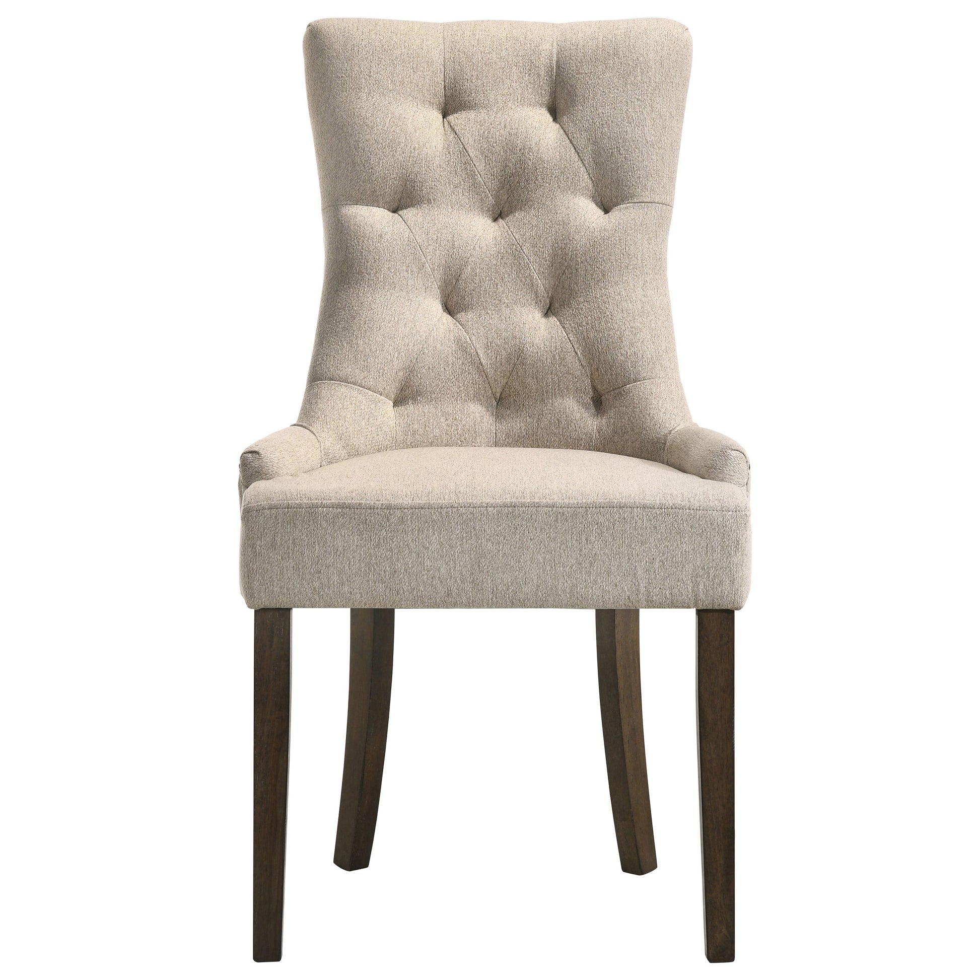 Beige And Weathered Oak Tufted Back Parson Chairs Set Of 2 Solid Beige Dining Room Foam Rectangular Side Chair Rubberwood Tufted Back Set Of 2 Wood Fabric