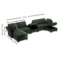 Modular Sectional Sofa U Shaped Sectional Couch With Ottoman, 7 Seat Modular Sofa With Chaise For Living Room, Adjustable Arms And Backs Green Green Polyester 4 Seat