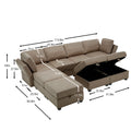 Adjustable Arms And Backs Sectional Sofa, Modern Sectional Couch U Shaped Sofa Couch With Storage Ottoman, Sofa With Convertible Chaise Brown Brown Polyester 4 Seat