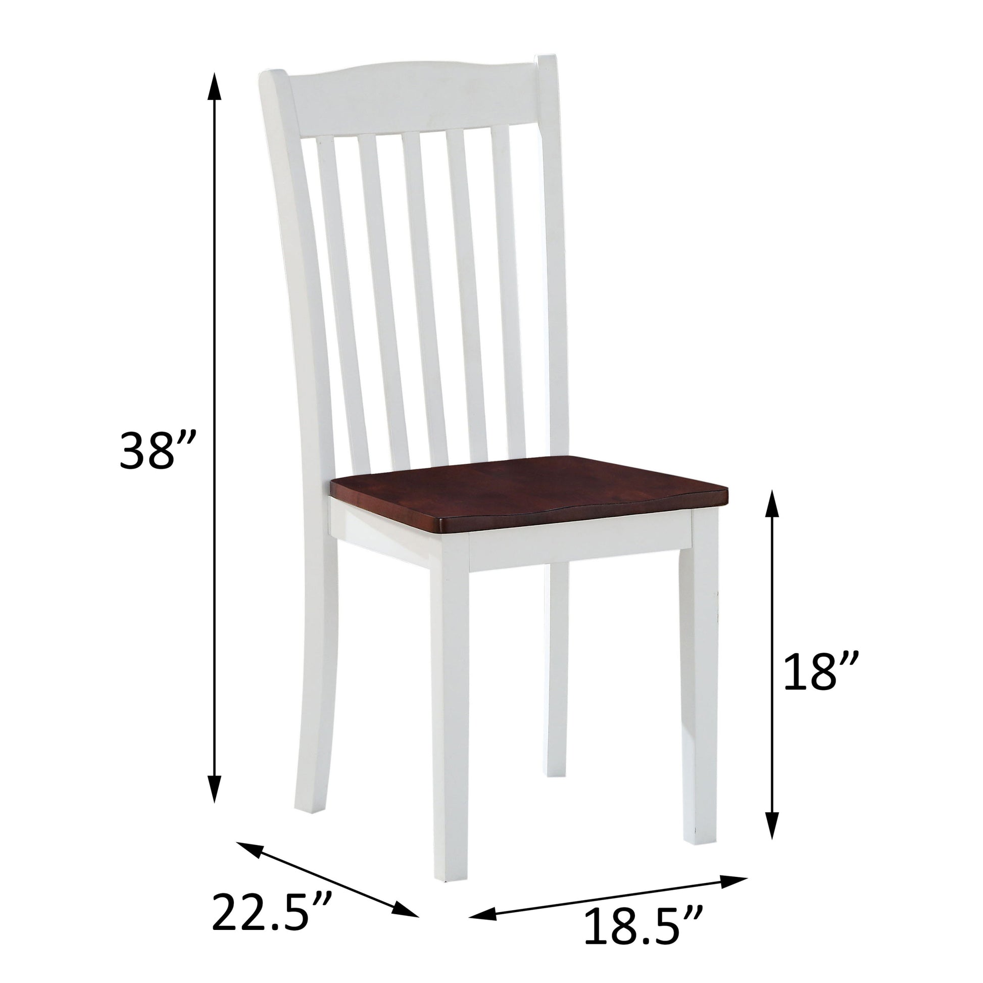 White And Walnut Slat Back Side Chairs Set Of 2 Solid Brown White Dining Room Foam Rectangular Traditional Side Chair Rubberwood Slat Back Set Of 2 Wood