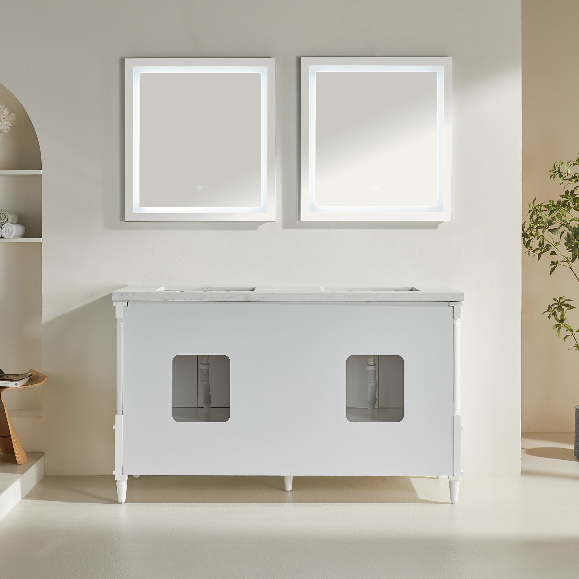 60'' Freestanding Double Bathroom Vanity With - 4