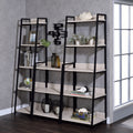 Natural And Black Ladder Bookshelf 3 Beige Black Wood Metal