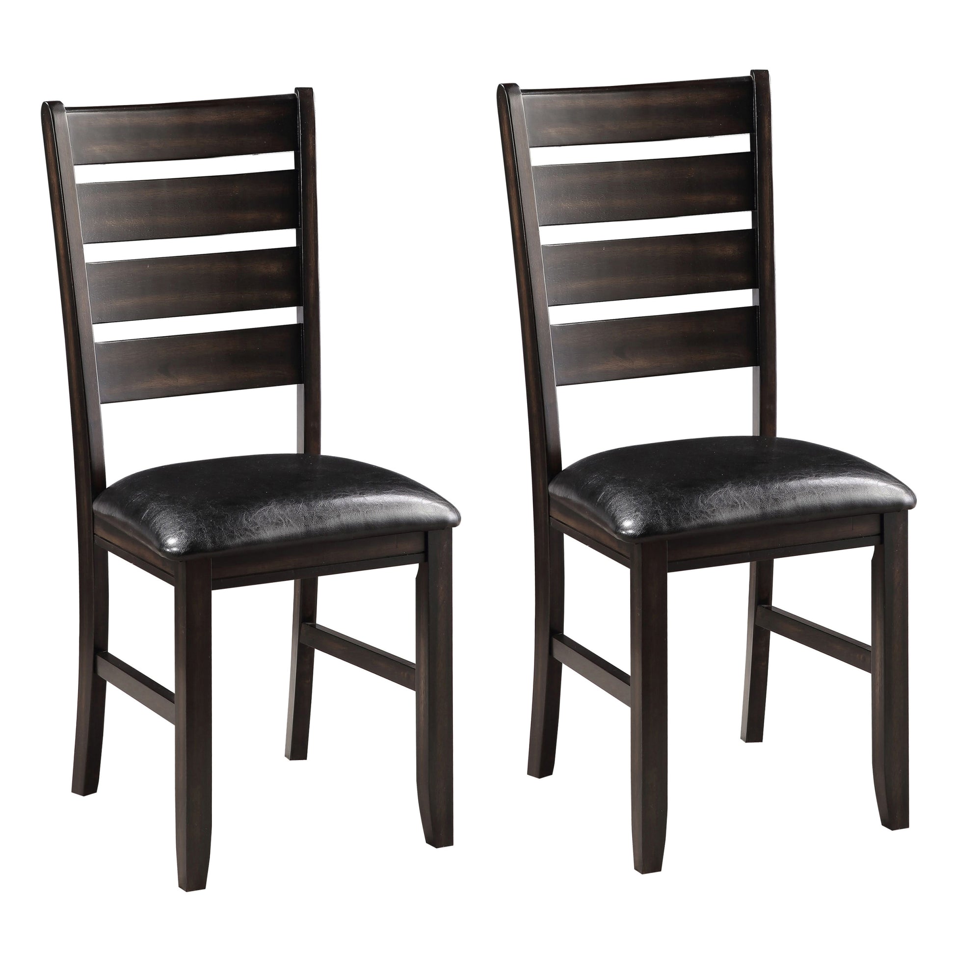 Black And Espresso Ladder Back Side Chairs Set Of 2 Solid Black Brown Dining Room Foam Rectangular Contemporary Side Chair Rubberwood Ladder Back Set Of 2 Wood