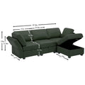 Convertible Sectional Sofa With Chaise, L Shaped Sofa Couch Modular Sectional Sofa With Storage Seats, Adjustable Arms And Backs Green Green Polyester 3 Seat