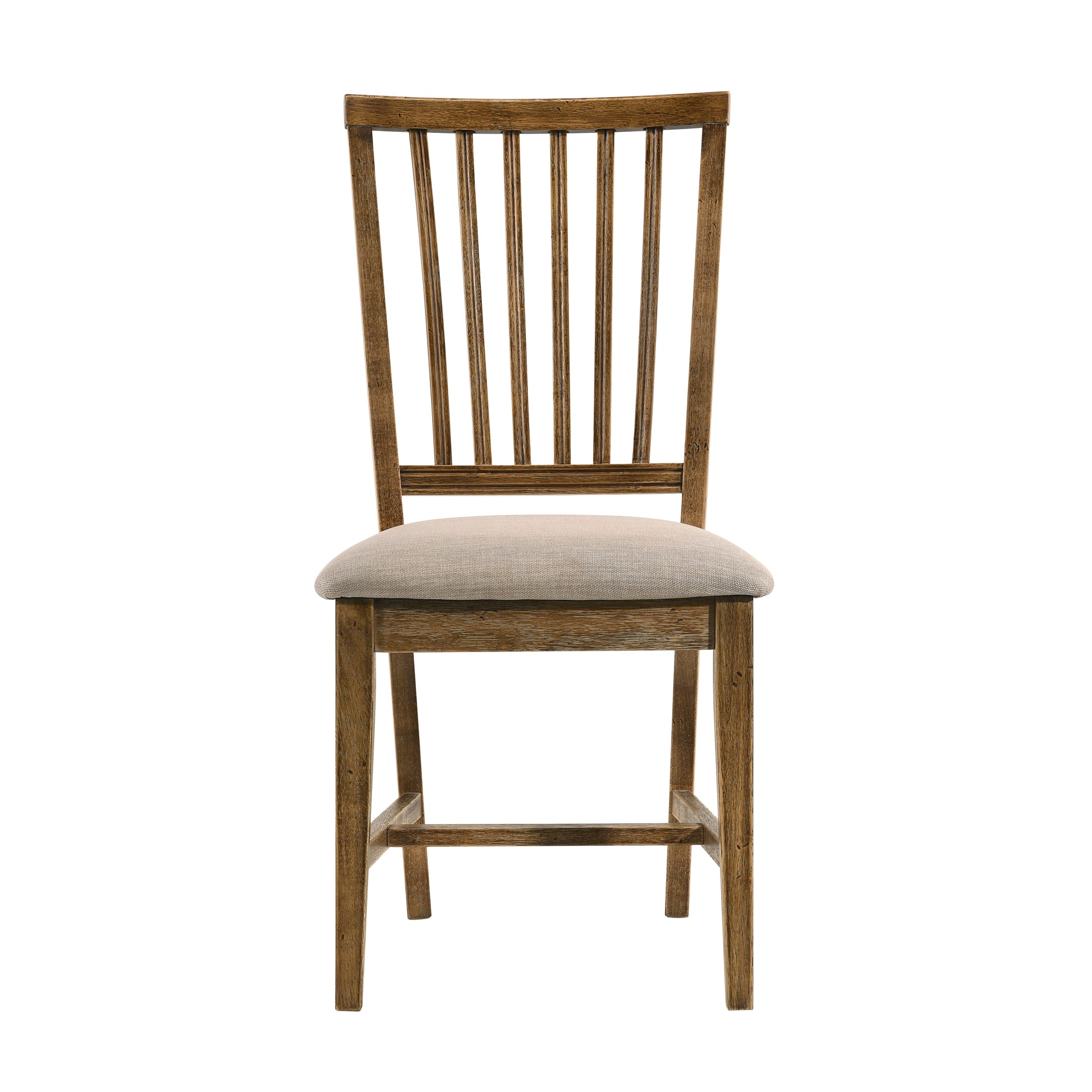 Tan And Weathered Oak Slat Back Side Chairs Set Of 2 Solid Tan Brown Dining Room Foam Rectangular Transitional Side Chair Rubberwood Slat Back Set Of 2 Wood