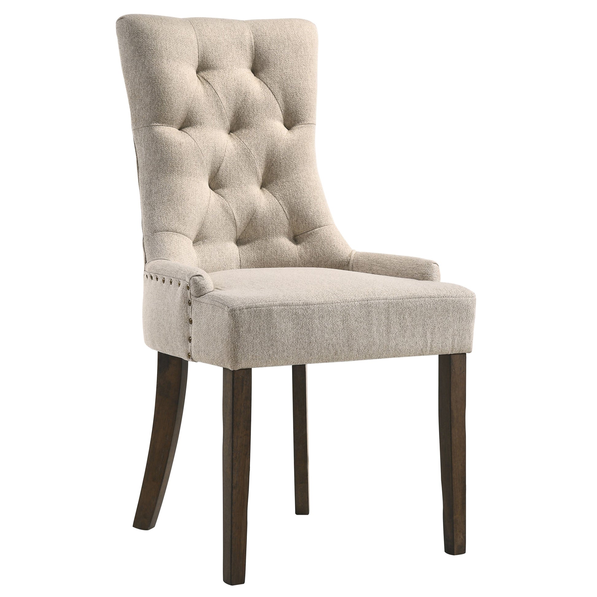 Beige And Weathered Oak Tufted Back Parson Chairs Set Of 2 Solid Beige Dining Room Foam Rectangular Side Chair Rubberwood Tufted Back Set Of 2 Wood Fabric