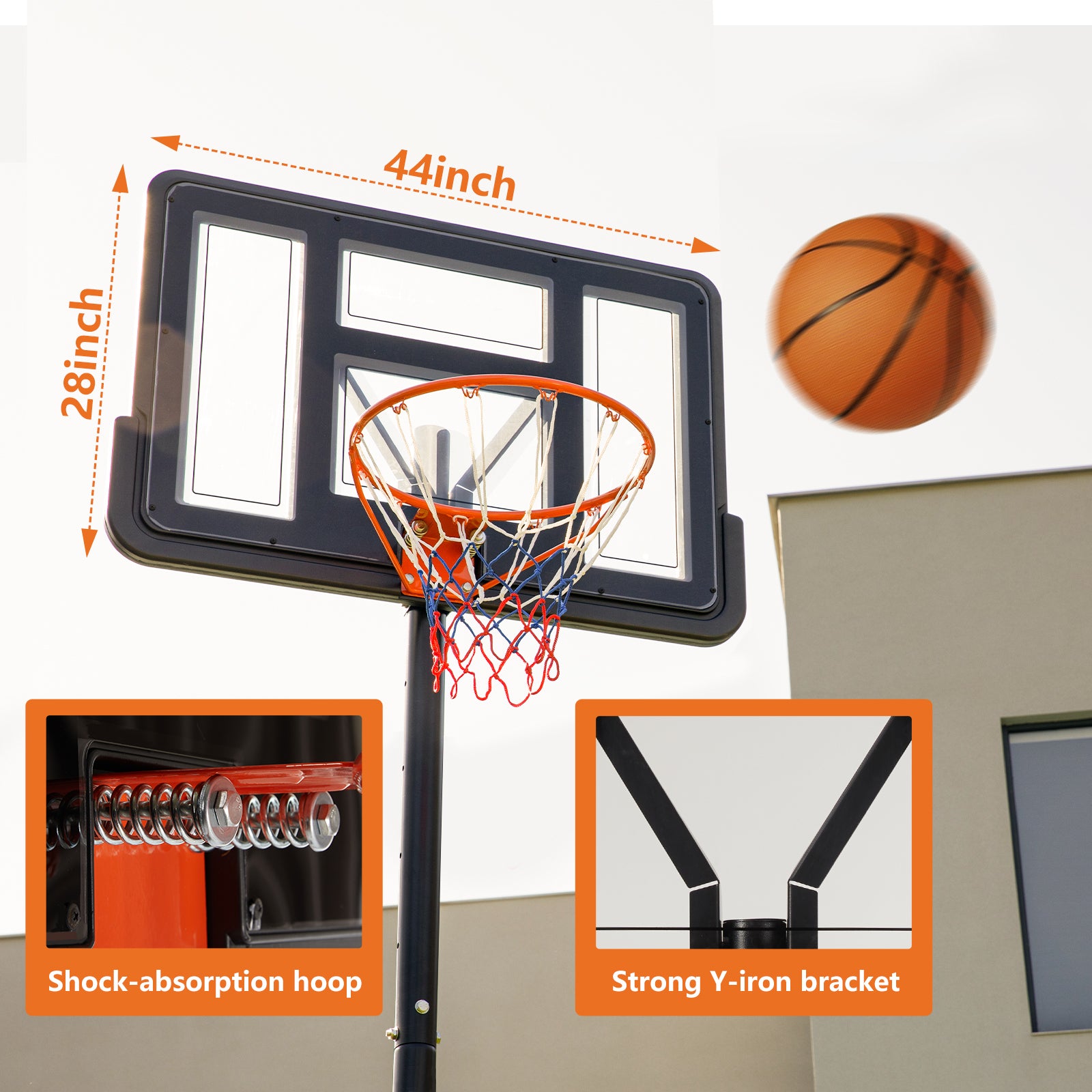 Outdoor Portable Basketball Rack, Suitable For Children And Adults, Durable Family Game Set Black Iron Plastic