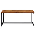 Oak And Black Occasional Set With Trestle Base Black Brown Primary Living Space Oak Rectangular Wood Metal