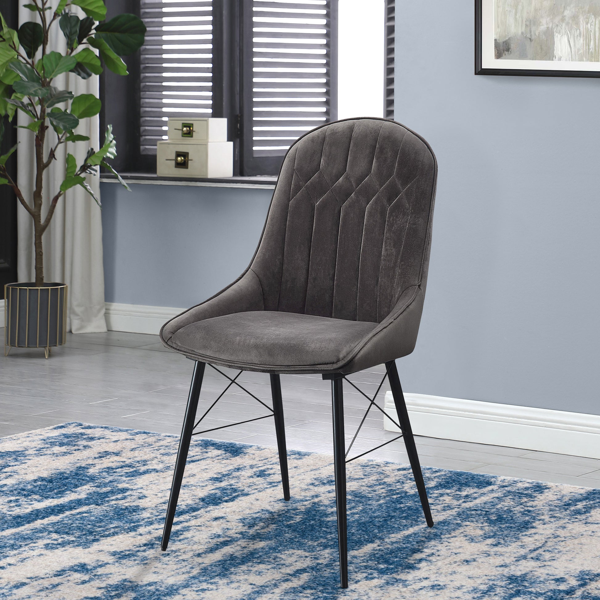 Grey And Black Tufted Back Dining Chairs Set Of 2 Solid Black Grey Dining Room Foam Rectangular Contemporary Side Chair Solid Back Set Of 2 Wood Fabric