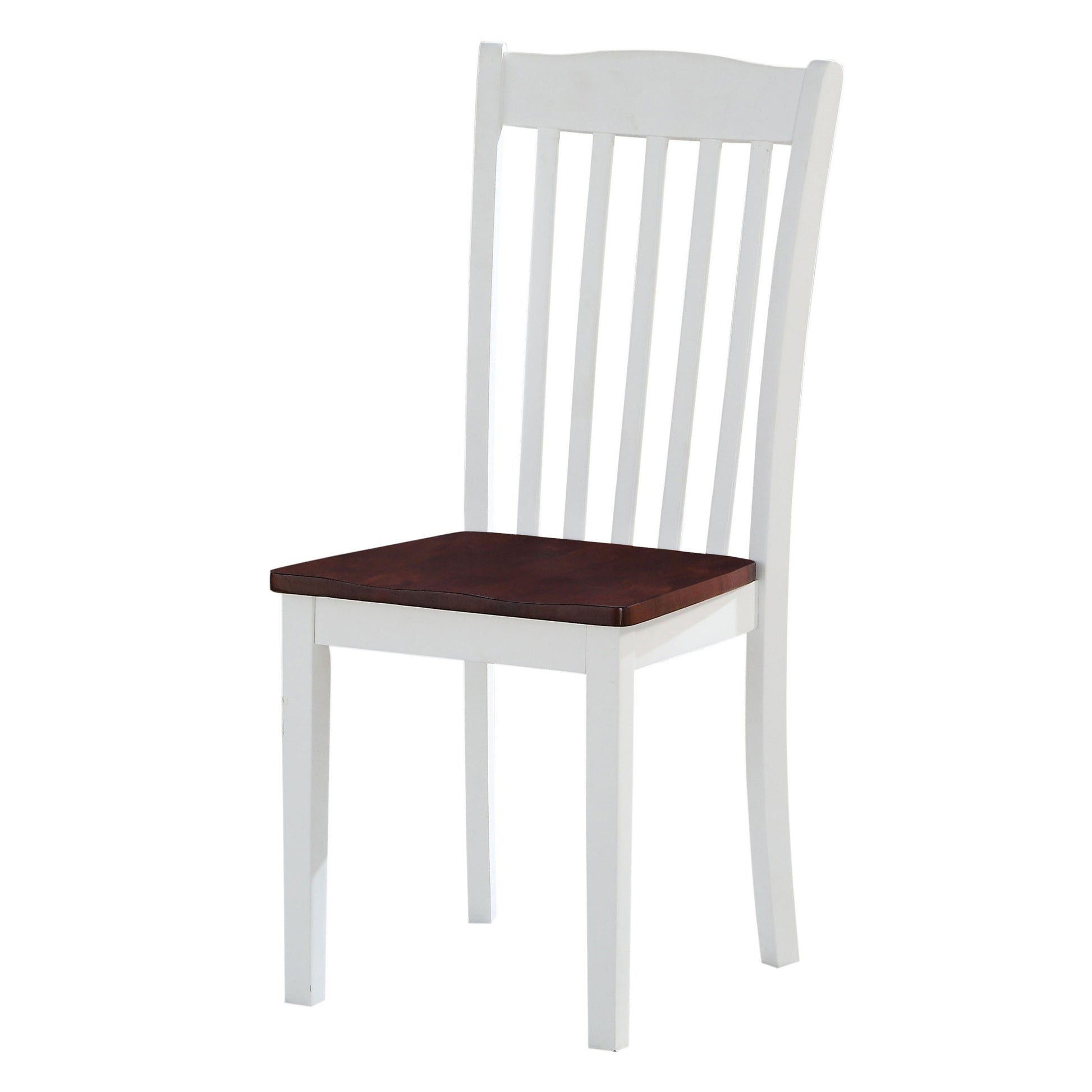 White And Walnut Slat Back Side Chairs Set Of 2 Solid Brown White Dining Room Foam Rectangular Traditional Side Chair Rubberwood Slat Back Set Of 2 Wood