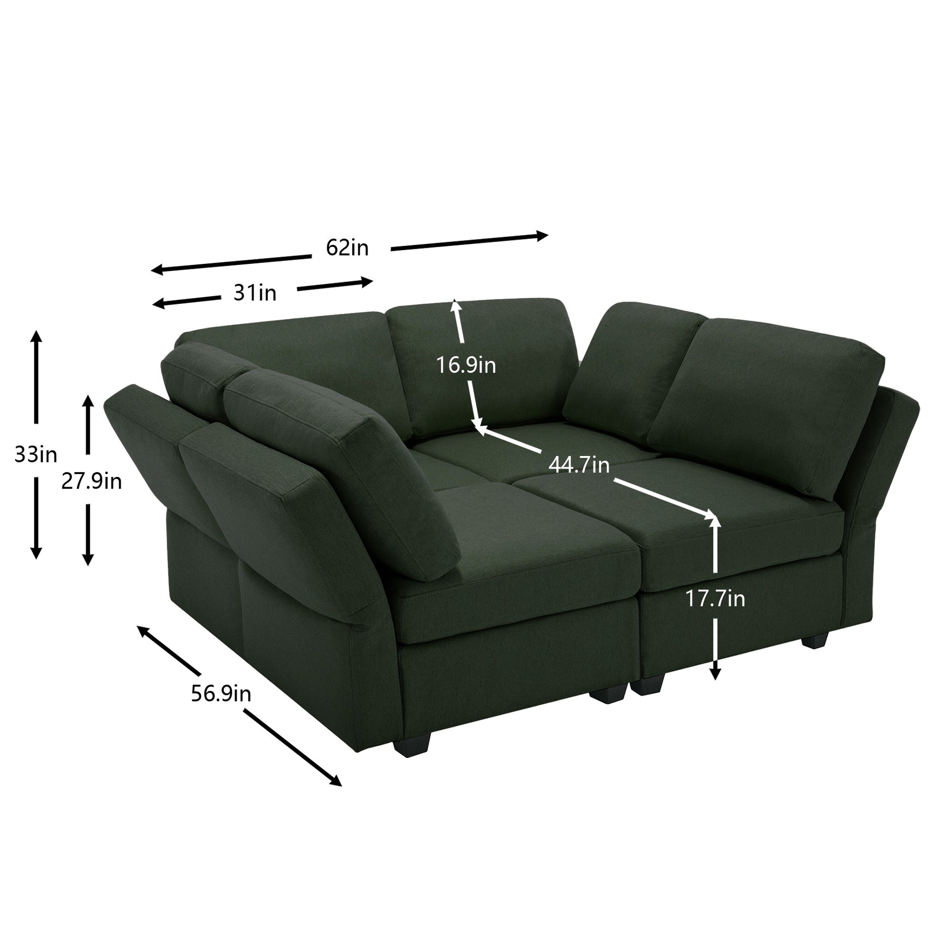 4 Seat Sofa Bed Upholstered Sofa Sleeper, Space Saving Sof Bed2 Seat Sofa With Storage Space Under Seatsall Arms And Backs Adjustabled For Ultimate Comfort Seating Green Green Polyester 4 Seat