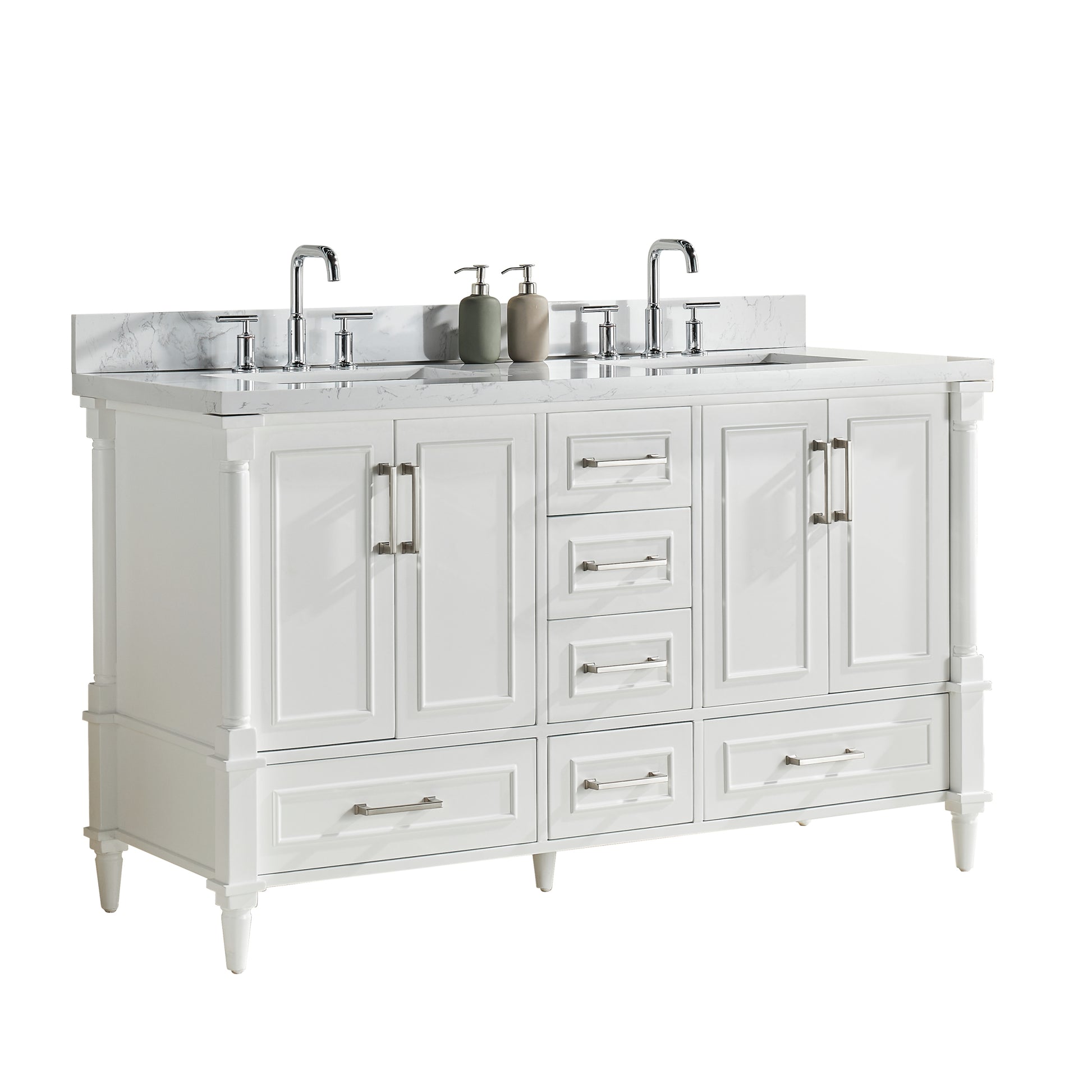 60'' Freestanding Double Bathroom Vanity With - 4