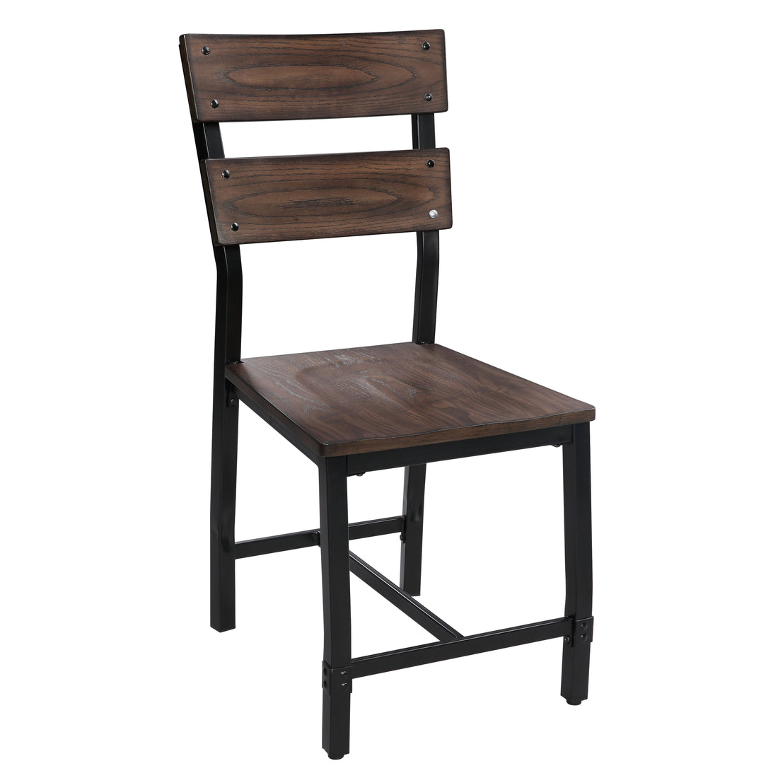 Oak And Black Ladder Back Side Chairs Set Of 2 -