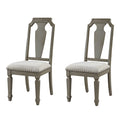 Beige And Weathered Oak Open Back Side Chairs Set Of 2 Solid Beige Grey Dining Room Foam Rectangular Rustic Side Chair Rubberwood Solid Back Set Of 2 Wood