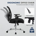 Desk Chair, Waist Support, 500 Lb Heavy Duty Mesh Ergonomic Computer Chair Black Steel