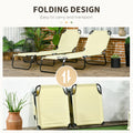 Outsunny 2 Piece Folding Chaise Lounge Pool Chairs, Outdoor Sun Tanning Chairs With 5 Level Reclining Back, Steel Frame For Beach, Yard, Patio, Beige Beige Steel