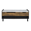 White And Walnut Coffee Table With Lift Top White Black Primary Living Space Modern Rectangular Wood Plastic