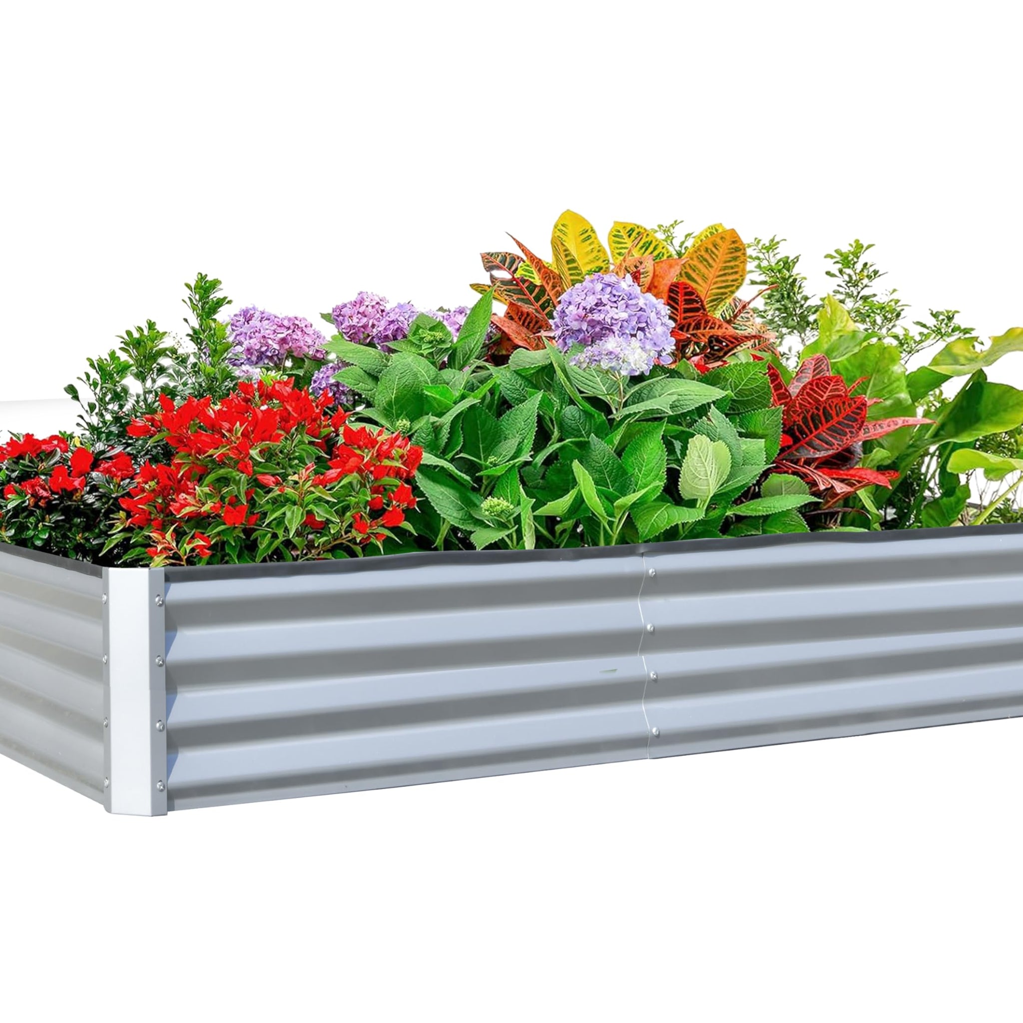 8X4X1 Ft Galvanized Raised Garden Bed, Outdoor Planter Garden Boxes Large Metal Planter Box For Gardening Vegetables Fruits Flowers, Silver Silver Garden & Outdoor Steel