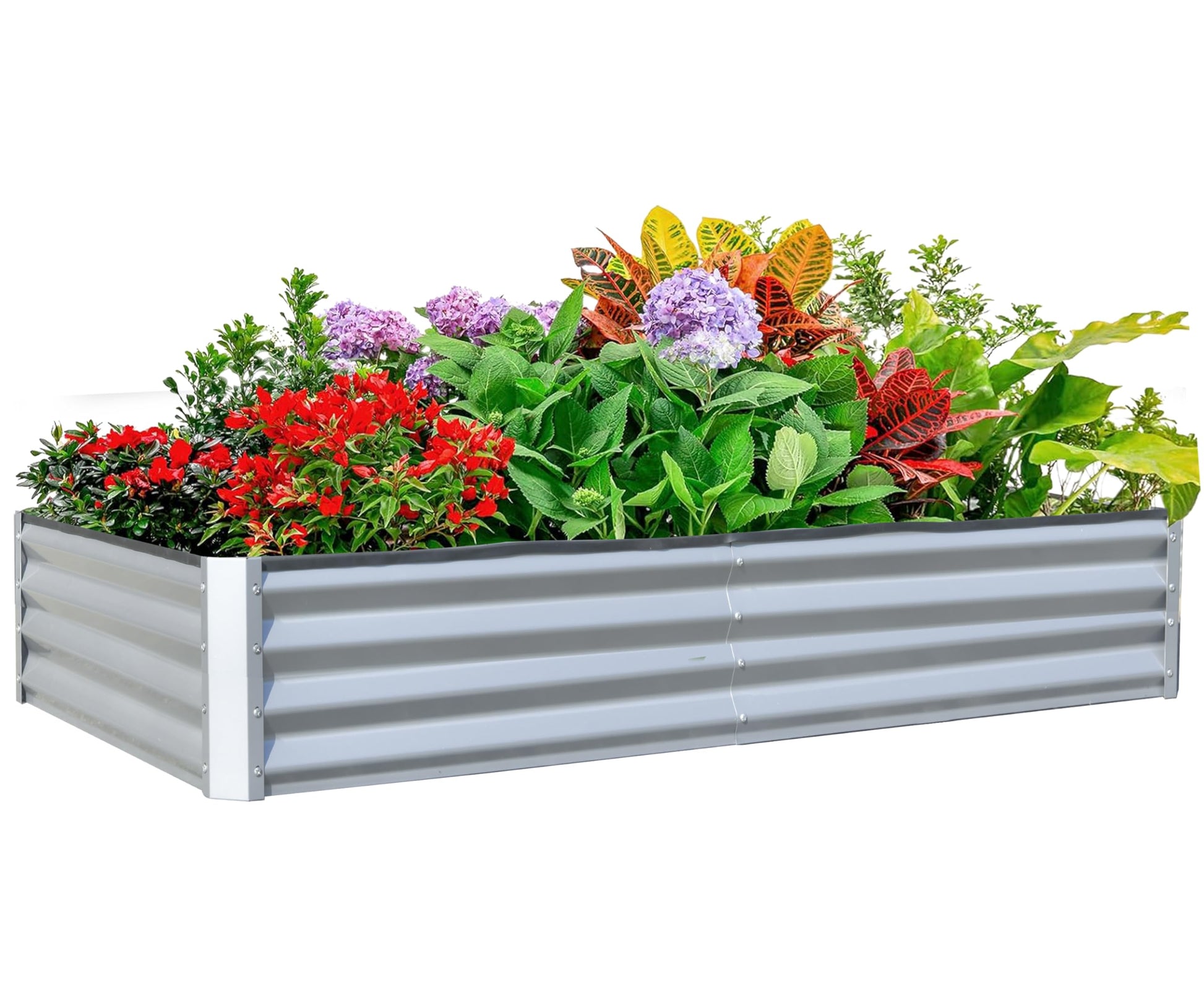 8X4X1 Ft Galvanized Raised Garden Bed, Outdoor Planter Garden Boxes Large Metal Planter Box For Gardening Vegetables Fruits Flowers, Silver Silver Garden & Outdoor Steel